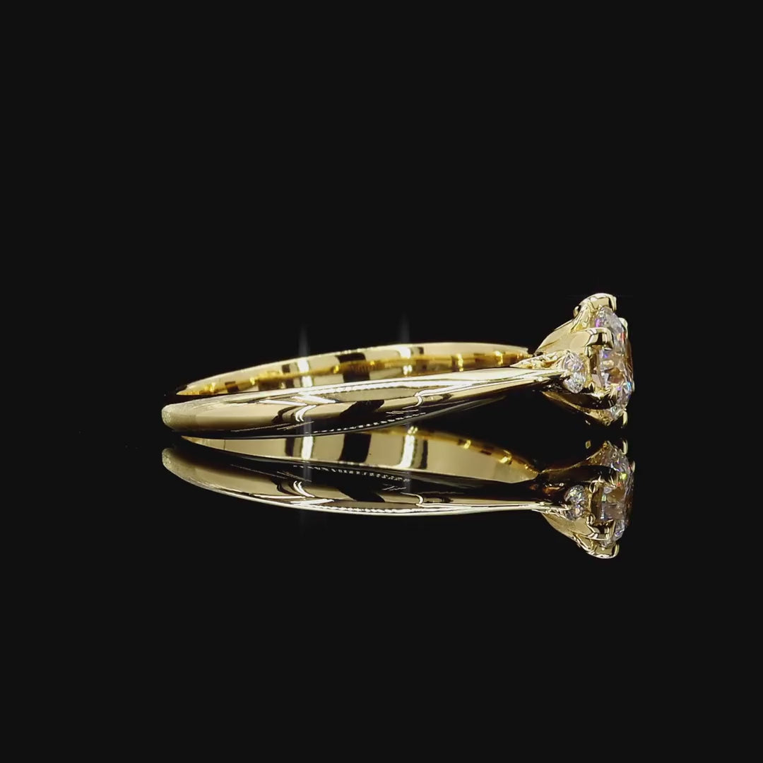 yellow gold three stone diamond engagement ring lab grown