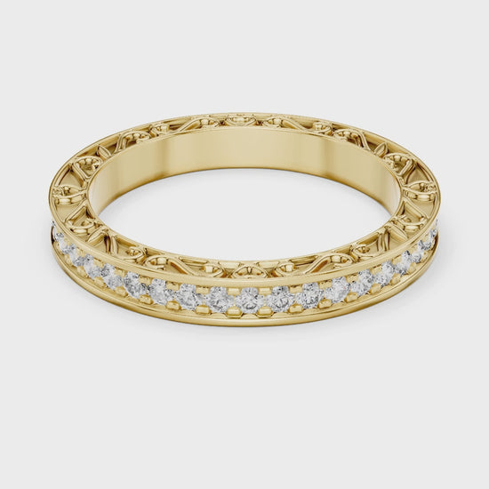 Round cut lab grown diamond band ring