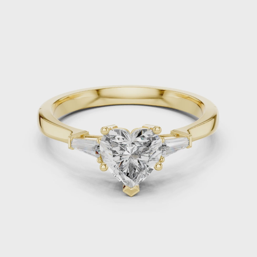 Heart Shape Lab Grown Diamond Trio Ring in Gold