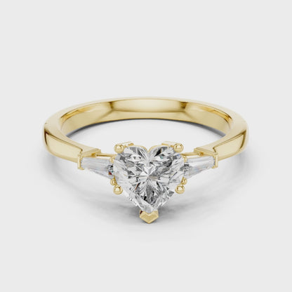 Heart Shape Lab Grown Diamond Trio Ring in Gold