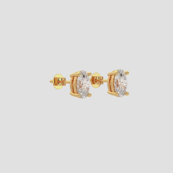 Elegant Yellow Gold Lab-Grown Diamond Convertible Earrings Featuring Oval And Round Cut Certified Diamonds For Ethical Luxury