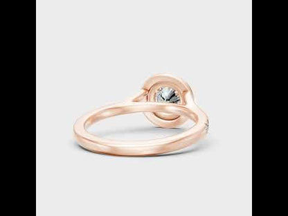 1.07 Ct Round Cut Lab Grown Diamond Double Halo Ring in