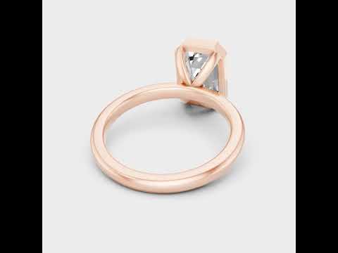 1 To 5 Ct Emerald Cut Lab Grown Diamond Womens Ring In 9K 14K 18K Yellow White Rose Gold Or 950 Platinum. Ethical Luxury Engagement Ring With Elegant Sparkle.