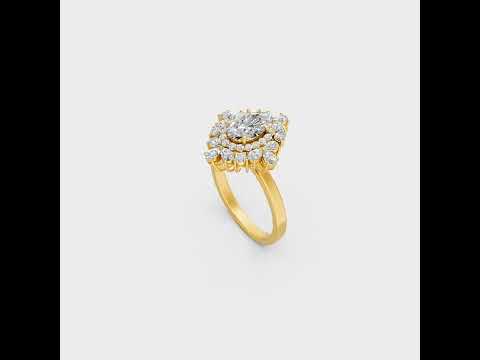 A cinematic 360-degree video showcase highlighting the incredible Brilliant Sparkle of a 1.6 Carat Multishape (Oval, Round, Pear Cut) Lab-Grown Diamond Cocktail Ring, rotating fluidly in 9K, 14K, 18K Yellow, White, Rose Gold, and 950 Platinum settings to display the pinnacle of Ethical Luxury Fine Jewelry.