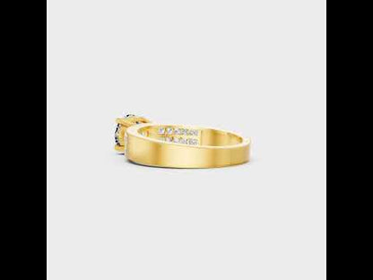 Discover ethical luxury with our Certified 2.6 Ct Round and Princess-Cut Lab-Grown Diamond Solitaire with Accents Ring. Expertly crafted in Gold or Platinum.