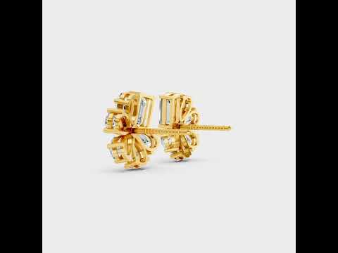 A 360-degree high-definition video showcase detailing the captivating Brilliant Sparkle of 2.46 Carat Emerald and Pear Cut Lab-Grown Diamond Stud Earrings, sweeping through 9K, 14K, 18K Yellow, White, Rose Gold, and 950 Platinum options to highlight the ultimate in Ethical Luxury Fine Jewelry.