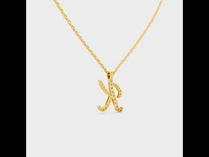 "K" Alphabet Lab Grown Diamond Pendant with Chain