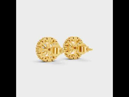 2.54 Ct Lab-Grown Round Diamond Halo Stud Earrings