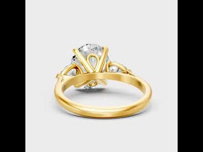 5.57 Ct Oval & Pear Lab-Grown Diamond Three-Stone Ring in