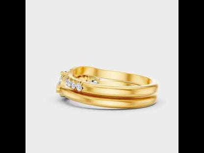 1.32 Ct Round & Pear Lab-Grown Diamond Ring Set in