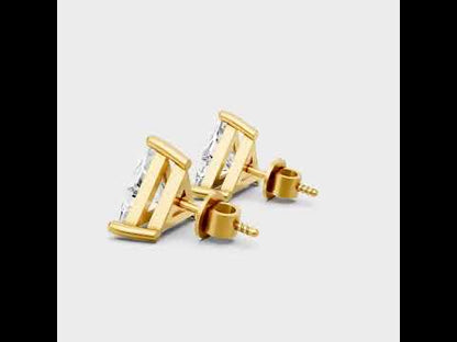 Certified 1.30 Ct Total Triangle Cut Lab-Grown Diamond Earrings (0.65 Ct Each) in 9K, 14K, 18K Yellow, Rose, White Gold & 950 Platinum. Ethical Modern Luxury.