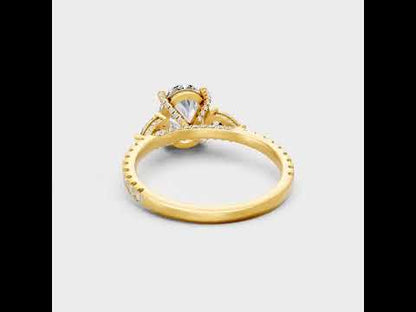 3 Ct Oval, Pear & Round Lab-Grown Diamond Ring in 9K, 14K, 18K Yellow, White, Rose Gold or 950 Platinum. IGI / GLI Certified ethical luxury fine jewelry.