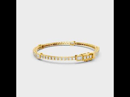 4.42 Ct Lab-Grown Emerald & Round Diamond Tennis Bracelet in