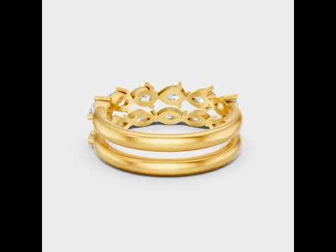 1.68 Ct Marquise & Pear Cut Lab-Grown Diamond Band Set in 9K, 14K, 18K Yellow, White, Rose Gold or 950 Platinum. 