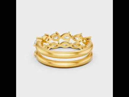 1.68 Ct Marquise & Pear Cut Lab-Grown Diamond Band Set in 9K, 14K, 18K Yellow, White, Rose Gold or 950 Platinum. 