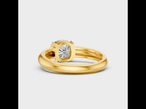 1 Ct Cushion Cut Lab-Grown Diamond Engagement Ring in 9K, 14K, 18K Yellow, White, Rose Gold or 950 Platinum. Ethical luxury fine jewelry with timeless sparkle and elegance.