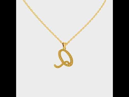 Shop our custom "Q" Alphabet Lab Grown Diamond Pendant with Chain. Available in 9K, 14K, 18K Yellow, White, Rose Gold & 950 Platinum. Ethical luxury worldwide.