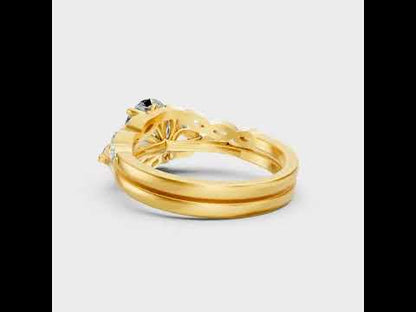 3.2 Ct Oval & Marquise Cut Lab-Grown Diamond Ring Set in 9K, 14K, 18K Yellow, White, Rose Gold or 950 Platinum. Ethical luxury fine jewelry with refined sparkle.