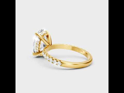 4.62 Ct Oval & Round Cut Lab-Grown Diamond Hidden Halo Ring in