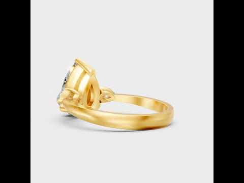 3.70 Ct Pear Cut Lab-Grown Diamond Three-Stone Ring in 9K, 14K, 18K Yellow, White, Rose Gold or 950 Platinum. Ethical luxury fine jewelry with brilliant sparkle.