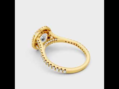 2.49 Ct Round Lab Grown Diamond Halo Ring In 9K 14K 18K Yellow White Rose Gold Or 950 Platinum. Ethical Luxury Engagement Ring With Brilliant Halo Sparkle.