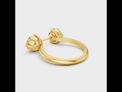 IGI Certified 2 Carat Round Cut Lab-Grown Two-Stone Diamond Ring in 9K, 14K, 18K Gold or 950 Platinum. Ethical luxury jewelry with brilliant sparkle and timeless elegance.
