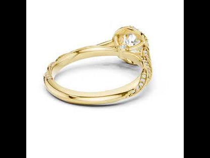1.15 Ct Round Cut Lab Grown Diamond Twist Band Halo Ring In