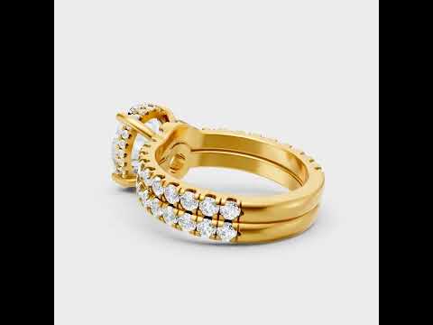 Oval Cut Lab Diamond Hidden Halo Ring Set In Rose Gold Elegant Style