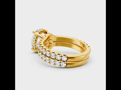 Oval Cut Lab Diamond Hidden Halo Ring Set In Rose Gold Elegant Style