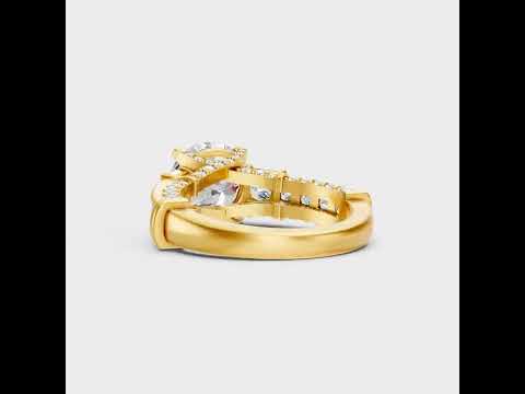 4.34 Ct Round & Princess Cut Lab-Grown Diamond Solitaire Ring With Accents in 9K, 14K, 18K Yellow, White, Rose Gold or 950 Platinum. Ethical luxury fine jewelry with brilliant sparkle.