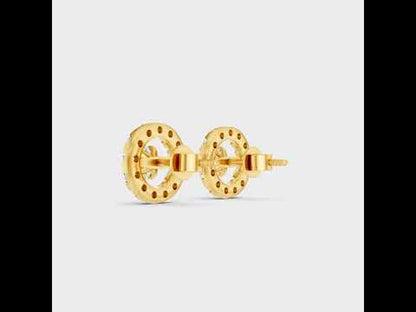 3.56 Ct Round Cut Lab-Grown Diamond Halo Earrings in 9K, 14K, 18K Yellow, White, Rose Gold or 950 Platinum.