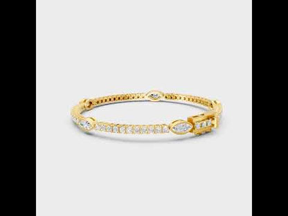 4.42 Ct Lab-Grown Marquise & Round Diamond Tennis Bracelet in