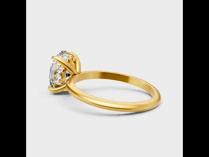 2.59 Ct Oval & Round Cut Lab-Grown Diamond Hidden Halo Ring in