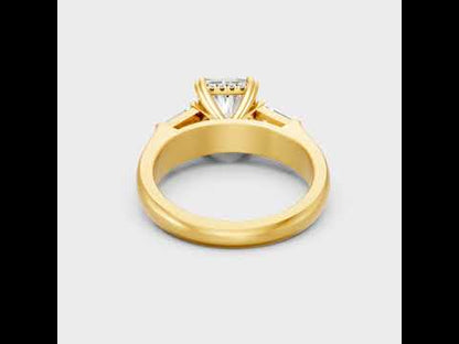 2.7 Ct Multi-Shape Lab-Grown Diamond Halo Ring with Radiant, Baguette & Round Cut Diamonds in 9K, 14K, 18K Gold or 950 Platinum.
