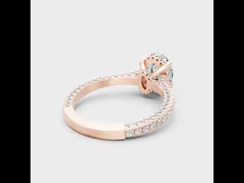 3.1 Ct Oval &amp; Round Cut Lab-Grown Diamond Halo Ring With Side Accents in 9K, 14K, 18K Yellow, White, Rose Gold or 950 Platinum. Ethical luxury fine jewelry with brilliant sparkle.