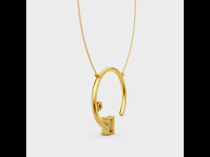 0.98 Ct Emerald & Round Lab-Grown Diamond Pendant With Chain in
