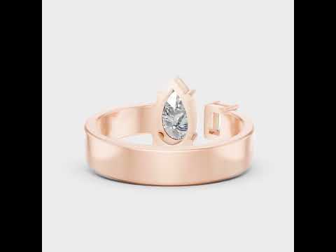 1.8 Ct Emerald &amp; Pear Cut Lab-Grown Diamond Toi Et Moi Ring in 9K, 14K, 18K Yellow, White, Rose Gold or 950 Platinum. Ethical luxury fine jewelry with timeless elegance.