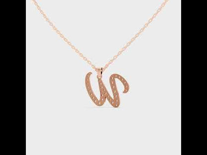"W" Alphabet Lab Grown Diamond Pendant with Chain. Available in 9K, 14K, 18K Yellow, White, Rose Gold & 950 Platinum. Ethical luxury worldwide.