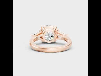 3.38 Ct Round & Baguette Lab-Grown Diamond Three-Stone Ring in
