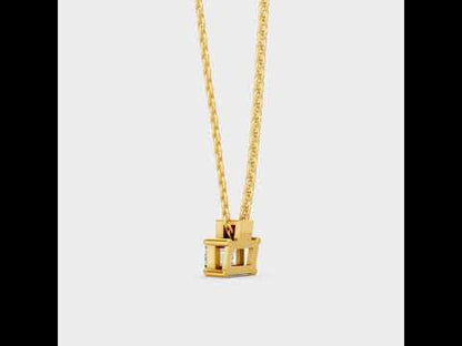 Emerald & Round Cut Lab-Grown Diamond Pendant With Chain in