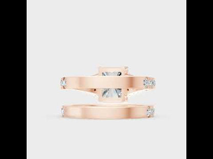 3.7 Ct Radiant & Round Cut Lab-Grown Diamond Ring Set in 9K, 14K, 18K Yellow, White, Rose Gold or 950 Platinum. Ethical luxury fine jewelry with brilliant sparkle.