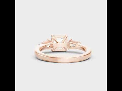 Asscher Cut Lab Grown Diamond Three Stone Ring in