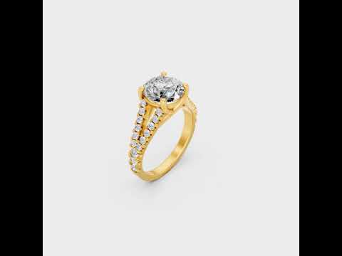 Discover ethical luxury with our Certified 2.5 Ct Round-Cut Lab-Grown Diamond Solitaire with Accents Ring. Expertly crafted in Gold or Platinum.