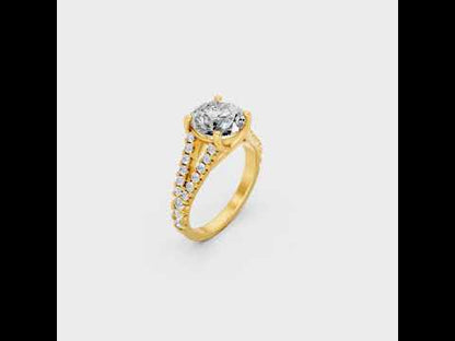 Discover ethical luxury with our Certified 2.5 Ct Round-Cut Lab-Grown Diamond Solitaire with Accents Ring. Expertly crafted in Gold or Platinum.
