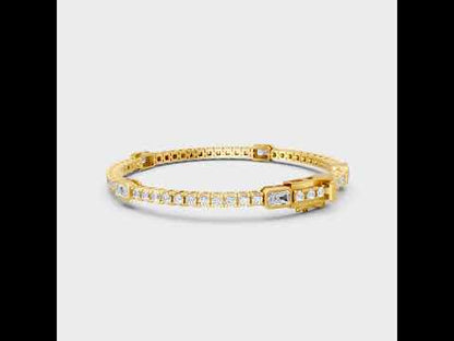 4.42 Ct Radiant & Round Cut Lab-Grown Diamond Tennis Bracelet in