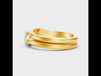 1.06 Ct Round & Pear Lab-Grown Diamond Ring Set in