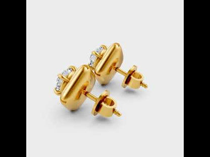 Luxury Lab Created Diamond Stud Earrings In Hallmark Gold Minimalist Style