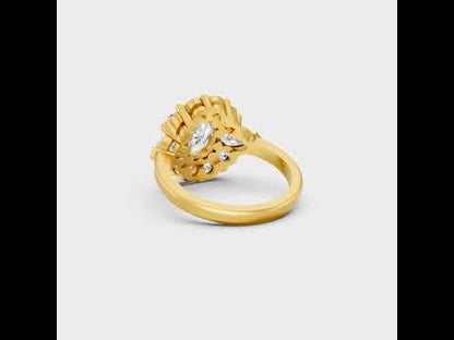 Make a stunning statement with our Certified 4.12 Ct Multishape (Cushion, Round, Pear) Cut Lab-Grown Diamond Halo Ring. Expertly crafted in Gold or Platinum.