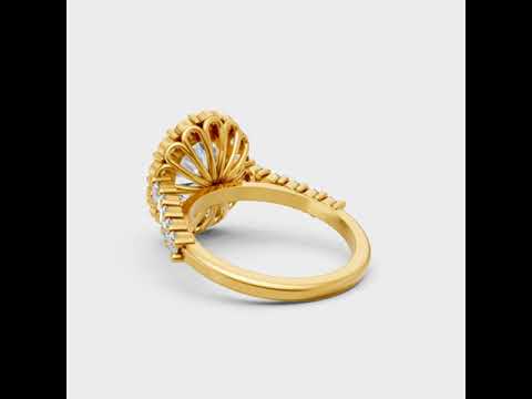 Yellow Gold Oval Diamond Bridal Ring Luxury Style