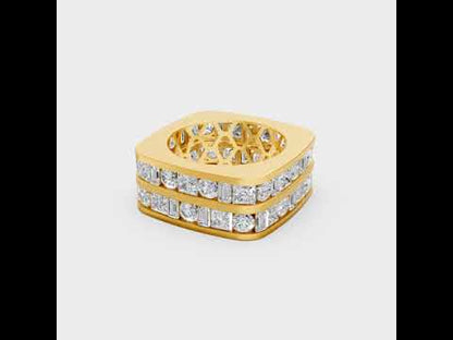 Experience ultimate luxury with the 12 Carat Round and Baguette Cut Lab-Grown Diamond Men’s Band. Featuring a striking architectural layout of round and baguette cut stones, this bold statement ring is engineered for unmatched brilliance. Available in Yellow Gold, Rose Gold, White Gold, and 950 Platinum.